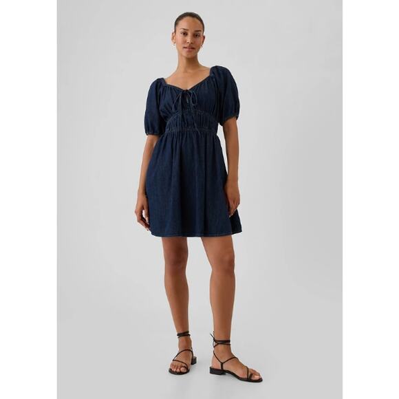 GAP Dresses & Skirts - GAP Smocked Denim Mini Dress Dark Wash Size Medium Tall
